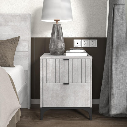 Galano Zaffy 2 Drawer Nightstand, Bedside Table, Night Stand for Bedroom, End Table, Sofa Side Table for Living Room, 15.7" D x 18.9" W x 20.3" H, Dusty Grey Oak