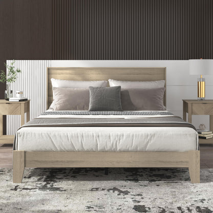 Galano Payne Queen Bed Frame with Headboard - Bed Frame Queen Size - Queen Size Bed Frame - Wood Bed Frame - No Box Spring Needed - Strong Weight Capacity - Oslo Oak