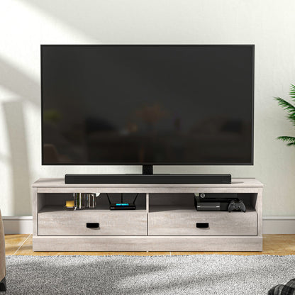 Galano Bristol Wide TV Unit - Entertainment Centre 55" TV 2 Doors 2 Shelves Storage - TV Stand Cabinet for Living Room - Large Storage - Dusty Grey Oak