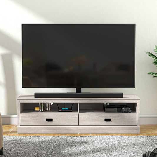 Galano Bristol Wide TV-Möbel – Entertainment-Center 55 Zoll Fernseher, 2 Türen, 2 Ablagen, Stauraum – TV-Ständer für Wohnzimmer – Großer Stauraum – Staubgraue Eiche