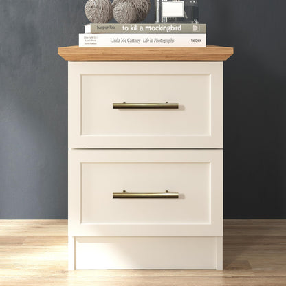 Galano Cleverton 2 Drawer Bedside Table - Stylish Side Table with Storage - Nightstands Bedroom Furniture - Organizers & Storage Cabinet for Hallway, Entryway or Livingrom (Light Grey/Oak)