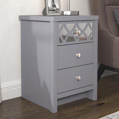 Galano Iris 4 Drawer Chest - Modern Cabinet with 1 Mirrored Drawers - Organizers and Storage for Bedroom – Console for Entryway - Hallway or Living Room - Grey,