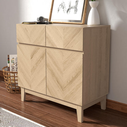 Galano Hanwell 2 Door 2 Drawer Sideboard - Cabinet Storage Organizer for Your Home - Storage Sideboard - Adjustable Shelves (Oslo Oak)