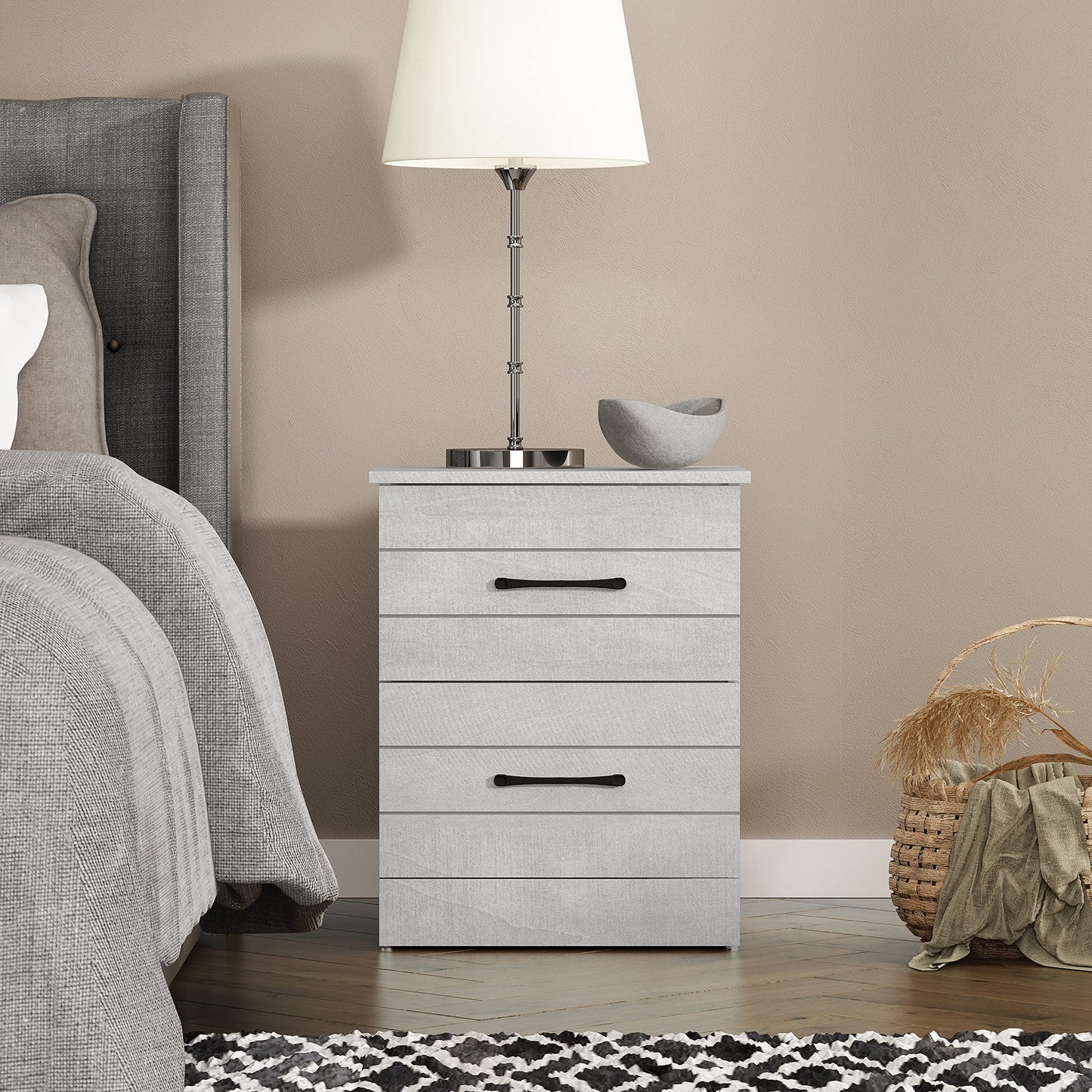 Galano Elis 2 Drawer Nightstand, Bedside Table, Night Stand for Bedroom, End Table, Sofa Side Table for Living Room, 15.8" D x 18.9" W x 23.6" H, Dusty Grey Oak