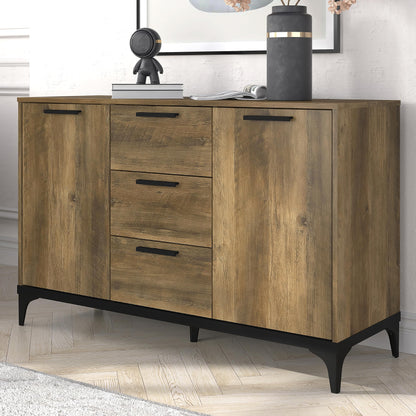 Galano Lawrence 1 Door 3 Drawer Sideboard - Cabinet Storage Organizer for Your Home - Storage Sideboard - Adjustable Shelves (Dusty Grey Oak)