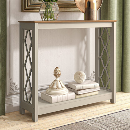 Galano Nova Side Table with Shelf- Modern Distressed Oak Finish - Bookshelf Cabinet for Hallway - Entryway - Foyer - Living Room - Bedroom - Space Saving (White/Oak)