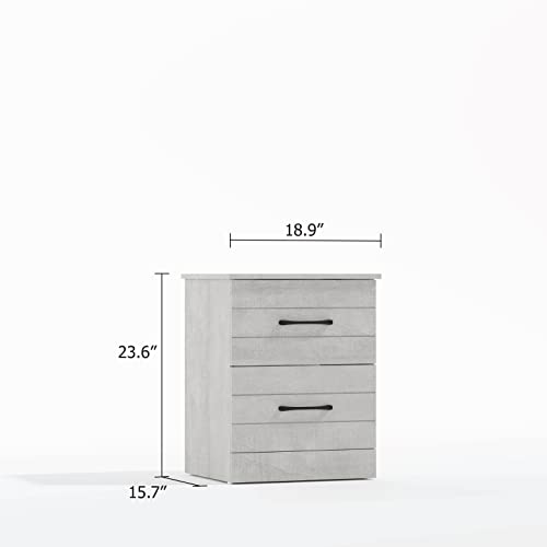 Galano Elis 2 Drawer Nightstand - Wooden Sofa and Bed Side Table - Modern Bedside Lamp Table & Cabinet - Ultra Fast Assembly and Tool-Free - Dusty Grey Oak