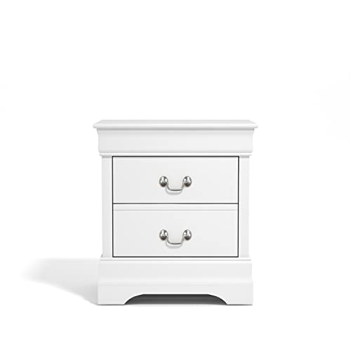 Galano Ireton Ultrafast Assembly & Toolfree 2 Drawer Nightstand - Storage End Table, Sofa Side Table - Bedside Lamp Table - Bedside Cabinet - Storage Cabinet - White - Galano Furniture