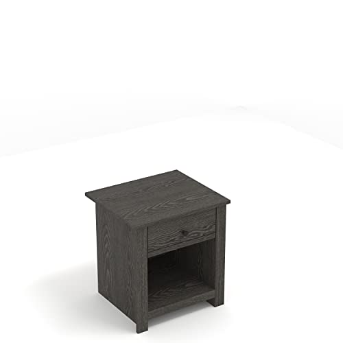 Genoa 1 Drawer Nightstand - Bedside Table Bedroom - Bedside Cabinet - Spacious Storage End Table - Sofa Side Table - Storage Cabinet Living Room Furniture - Dark Grey Oak - Galano Furniture