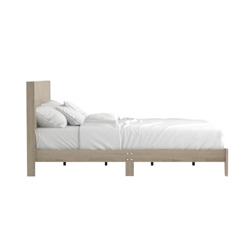 Galano Weiss Queen Bed Frame with Headboard - Bed Frame Queen Size - Queen Size Bed Frame - Wood Slat Support - No Box Spring Needed - Strong Weight Capacity - Oslo Oak