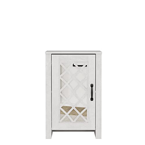 Galano Millicent Accent Cabinet with Storage - Modern Distressed Oak Finish - Entryway - Foyer or Living Room - Easy Assembly - Acrylic Mirror Door - Dusty Grey Oak