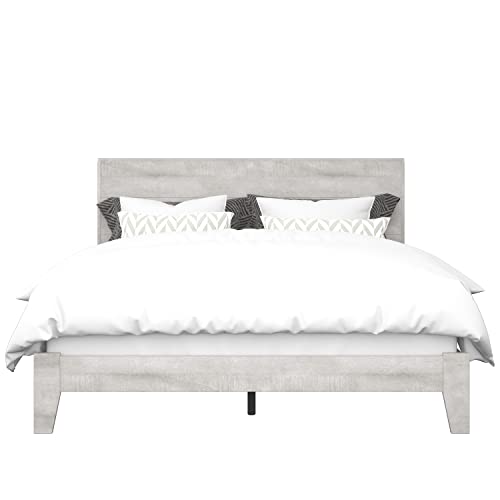 Galano Payne Queen Bed Frame with Headboard - Bed Frame Queen Size - Queen Size Bed Frame - Wood Bed Frame - No Box Spring Needed - Strong Weight Capacity - Dusty Grey Oak