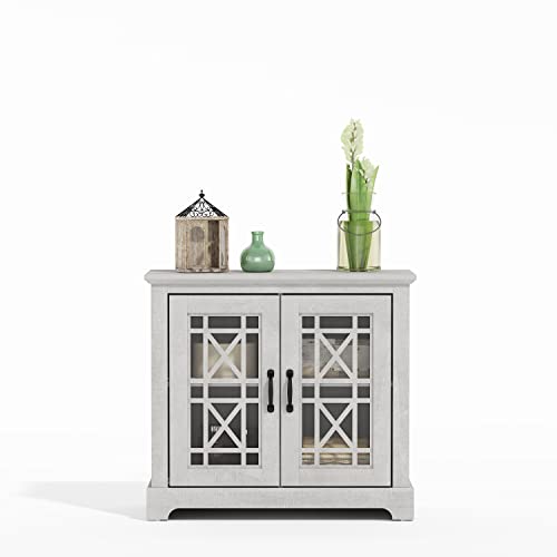 Galano Isadora 2 Door Storage Accent Cabinet - Modern Accent Buffet Cabinet with 2 Mirror Doors, Organizers and Storage – Entry Cabinet for Entryway, Hallway or Living Room - Galano Furniture