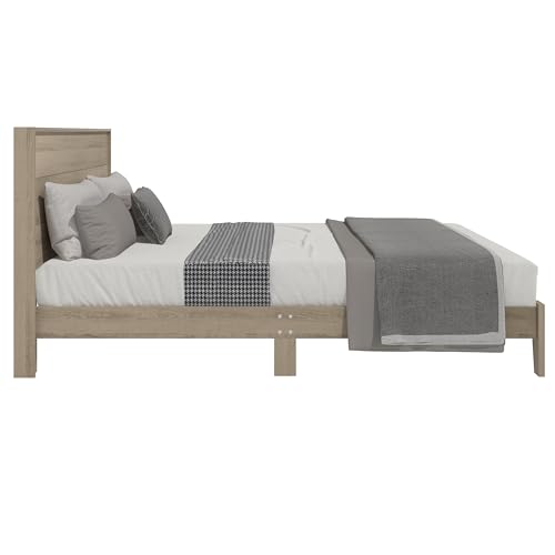 Galano Payne Queen Bed Frame with Headboard - Bed Frame Queen Size - Queen Size Bed Frame - Wood Bed Frame - No Box Spring Needed - Strong Weight Capacity - Oslo Oak