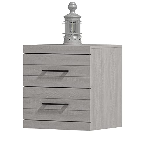 Galano Hamsper Nightstand Modern Side End Table with Storage for Living Room, Bedroom and Small Spaces, Bedside Tables with Solid Wood Legs, Tool-Less Assembly, Dusty Grey Oak