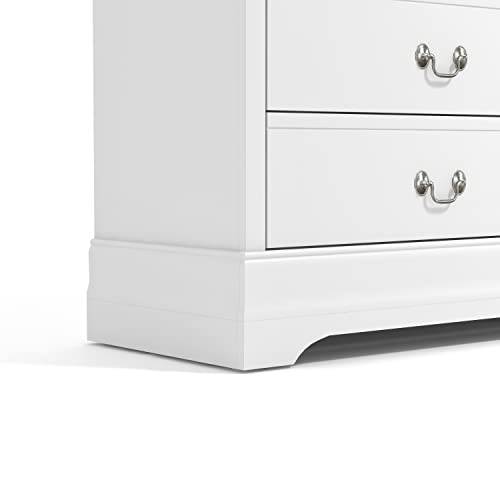 Galano Ireton Ultra Fast Assembly & Toolfree 5 Drawer Dresser - Dressers - Tall Chest of Drawers - Storage for Clothes - Storage Chest - White - Galano Furniture