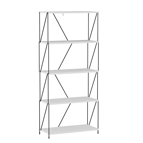 Galano Ezbo Bookshelf - Bookshelves Organizer - Shelving Unit Storage - 5-Tier Open Shelf Bookcase for Bedroom, Living Room and Office Library - Modern Design Display Stand Rack - White