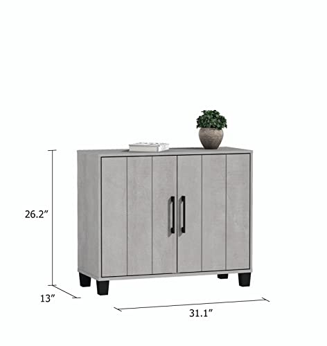 Galano 12 Pair Lucca 2 Door Shoe Storage Cabinet with Doors - Shoe Storage Entryway - Dusty Grey Oak - Galano Furniture