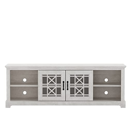 Galano Isadora 2 Door 75 Inch TV Stand - Farmhouse TV Stand - TV Stand with Storage - TV Cabinet - TV Stands for Living Room - Adjustable Shelves - Dusty Grey Oak