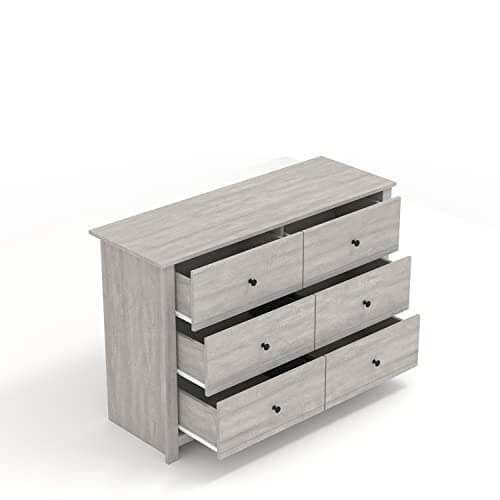 Galano - Genoa 6-Drawer Dresser - Chest of Drawers - Closet Organizers and Storage for Clothes - 16.5-Inch x 46.5-Inch x 31.5-Inch - Dusty Grey Oak - Galano Furniture