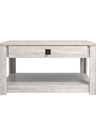 Galano Philia Square Storage Coffee Table with Drawer - Living Room Shelf - Hidden Storage - Distressed Rustic Wood Finish - (Dusty Grey Oak) - Galano Furniture