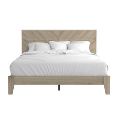 Galano Weiss Queen Bed Frame with Headboard - Bed Frame Queen Size - Queen Size Bed Frame - Wood Slat Support - No Box Spring Needed - Strong Weight Capacity - Oslo Oak