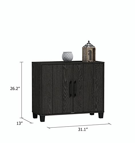 Galano 12 Pair Lucca 2 Door Shoe Storage Cabinet with Doors - Shoe Storage Entryway - Dark Grey Oak - Galano Furniture