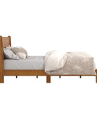 Galano Abby Retro Queen Bed Frame with Headboard - Bed Frame Queen Size - Queen Size Bed Frame - Wood Bed Frame - No Box Spring Needed - Strong Weight Capacity - Amber Walnut