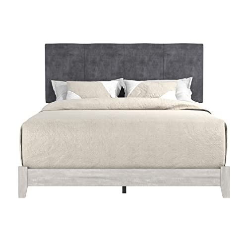 Galano Owen Queen Bed with Headboard - Rustic Wood Platform Bed Frame - Wood Slat Support - Compatible with All Mattress Foundation Types, Queen Size - Dusty Grey Oak