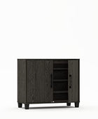 Galano 12 Pair Lucca 2 Door Shoe Storage Cabinet with Doors - Shoe Storage Entryway - Dark Grey Oak - Galano Furniture