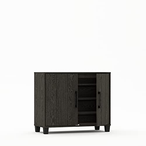 Galano 12 Pair Lucca 2 Door Shoe Storage Cabinet with Doors - Shoe Storage Entryway - Dark Grey Oak - Galano Furniture