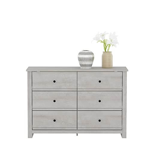 Galano - Genoa 6-Drawer Dresser - Chest of Drawers - Closet Organizers and Storage for Clothes - 16.5-Inch x 46.5-Inch x 31.5-Inch - Dusty Grey Oak - Galano Furniture