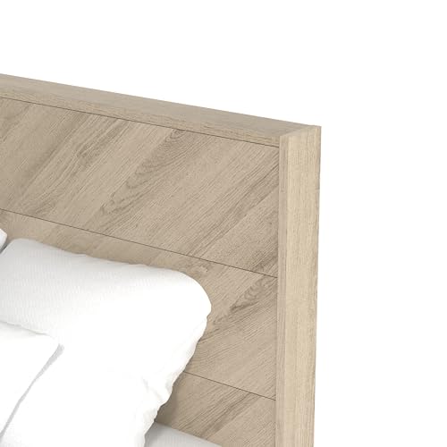 Galano Weiss Queen Bed Frame with Headboard - Bed Frame Queen Size - Queen Size Bed Frame - Wood Slat Support - No Box Spring Needed - Strong Weight Capacity - Oslo Oak