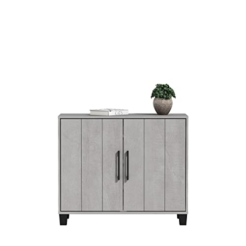 Galano 12 Pair Lucca 2 Door Shoe Storage Cabinet with Doors - Shoe Storage Entryway - Dusty Grey Oak - Galano Furniture