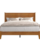 Galano Abby Retro Queen Bed Frame with Headboard - Bed Frame Queen Size - Queen Size Bed Frame - Wood Bed Frame - No Box Spring Needed - Strong Weight Capacity - Amber Walnut