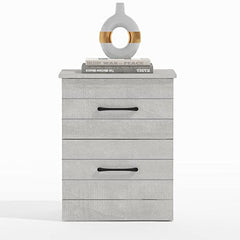 Galano Elis 2 Drawer Nightstand - Wooden Sofa and Bed Side Table - Modern Bedside Lamp Table & Cabinet - Ultra Fast Assembly and Tool-Free - Dusty Grey Oak