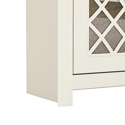 Galano Millicent 12 Pair Shoe Cabinet with 2 Door - Modern Shoe Rack - Standing Shoe Cabinet - Shoe Storage with Doors - Shoe Rack - Shoe Organizer for Home - Office - Ivory with Knotty Oak