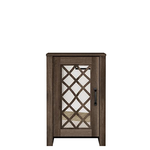 Galano Millicent Accent Cabinet with Storage - Modern Distressed Oak Finish - Entryway - Foyer or Living Room - Easy Assembly - Acrylic Mirror Door - Knotty Oak