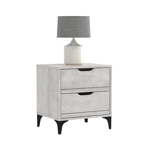 Galano Lilay Nightstand - Nightstand with Drawer - Nightstand Lamp - End Table - Side Table - Bedside Table - Drawer Glides - Engineered Wood - Easy Assembly - Dusty Grey Oak