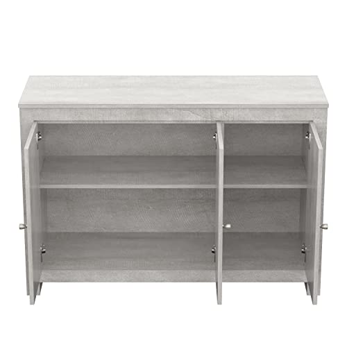 Galano Culbreath 3 Door Sideboard - Accent Cabinet - Modern Distressed Oak Finish - Entryway or Living Room - Easy Assembly - Acrylic Mirror Doors - Dusty Grey Oak