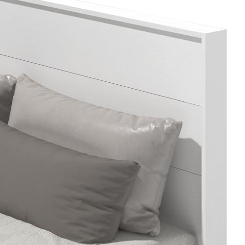 Galano Payne Queen Bed Frame with Headboard - Bed Frame Queen Size - Queen Size Bed Frame - Wood Bed Frame - No Box Spring Needed - Strong Weight Capacity - White