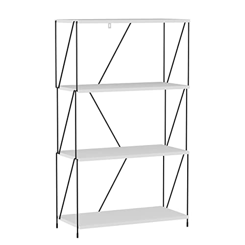 Galano Ezbo Bookshelf - Bookshelves Organizer - Shelving Unit Storage - 4-Tier Open Shelf Bookcase for Bedroom, Living Room and Office Library - Modern Design Display Stand Rack - White