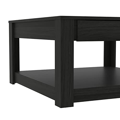 Galano Philia Coffee Table with Hidden Drawer - Coffee Table with Storage - Coffee Tables for Living Room - Dining Table - Storage Shelf - Easy Assembly - Rustic Black Oak