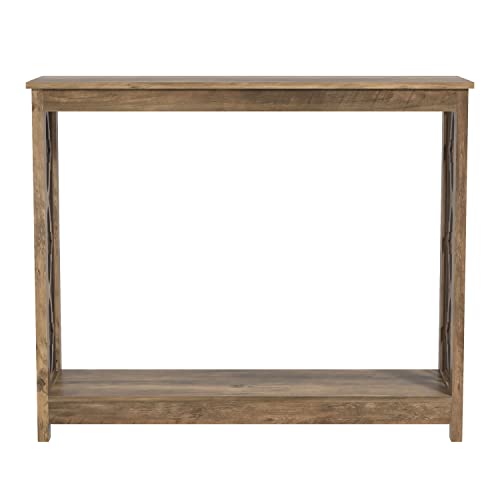 Galano Heron Console Table - Bookshelf with Storage - Entryway Table - Living Room Tables - Living Room Furniture - Side Table - End Table - Easy Assembly - Knotty Oak