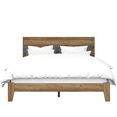 Galano Payne Queen Bed Frame with Headboard - Bed Frame Queen Size - Queen Size Bed Frame - Wood Bed Frame - No Box Spring Needed - Strong Weight Capacity - Knotty Oak