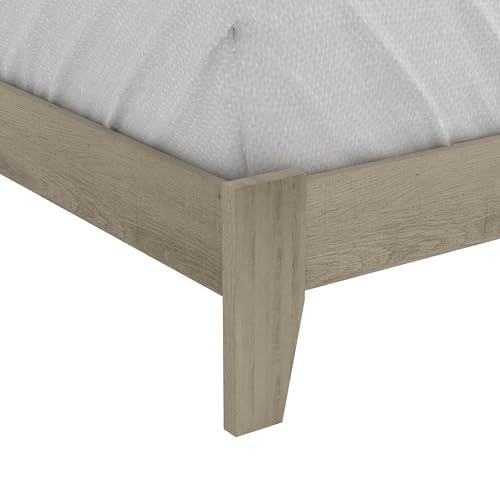 Galano Weiss Queen Bed Frame with Headboard - Bed Frame Queen Size - Queen Size Bed Frame - Wood Slat Support - No Box Spring Needed - Strong Weight Capacity - Oslo Oak