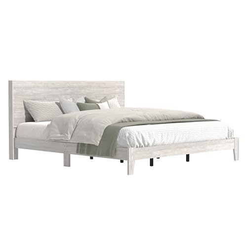 Galano Payne King Bed Frame and Headboard - King Size Bed - King Size Bed Frame - King Bed Frame and Headboard - No Box Spring Needed - Easy Assembly - Dusty Grey Oak