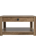 Galano Philia Square Storage Coffee Table with Drawer - Living Room Shelf - Hidden Storage - Distressed Rustic Wood Finish - (Knotty Oak) - Galano Furniture