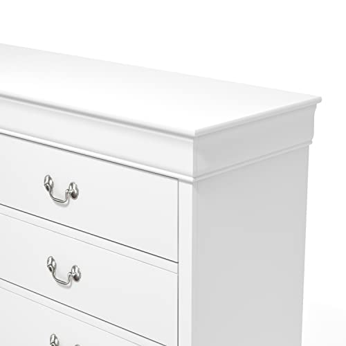 Galano Ireton Ultra Fast Assembly & Toolfree 5 Drawer Dresser - Dressers - Tall Chest of Drawers - Storage for Clothes - Storage Chest - White - Galano Furniture