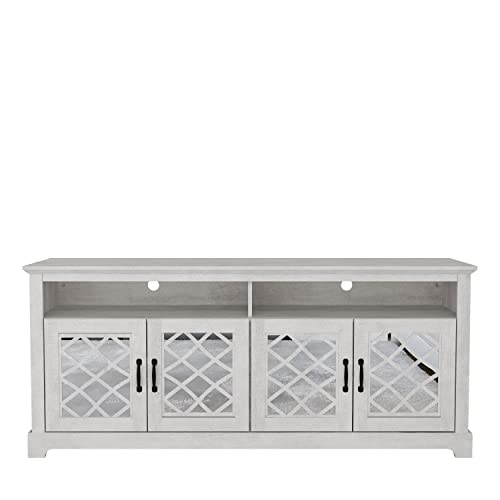 Galano Millicent 4-türiger TV-Schrank – Home-Entertainment-Center – Boho-TV-Ständer – Wohnzimmermöbel – Konsole mit 4 Türen – einfache Montage – staubige graue Eiche